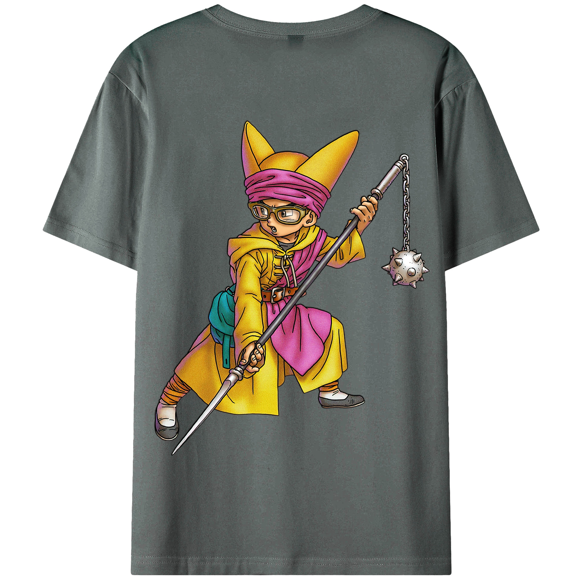（画像用） ドラゴンクエスト Doragon Kuesuto Dragon Quest 綿100％半袖Tシャツ（背面プリント）